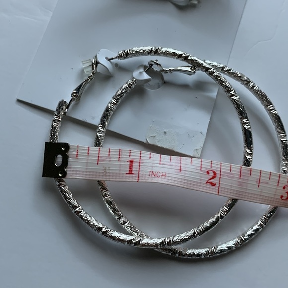 Pure Expressions Hypo-Allergenic Silver Tone Texture Hoop Earrings Set of 3 - Picture 6 of 12